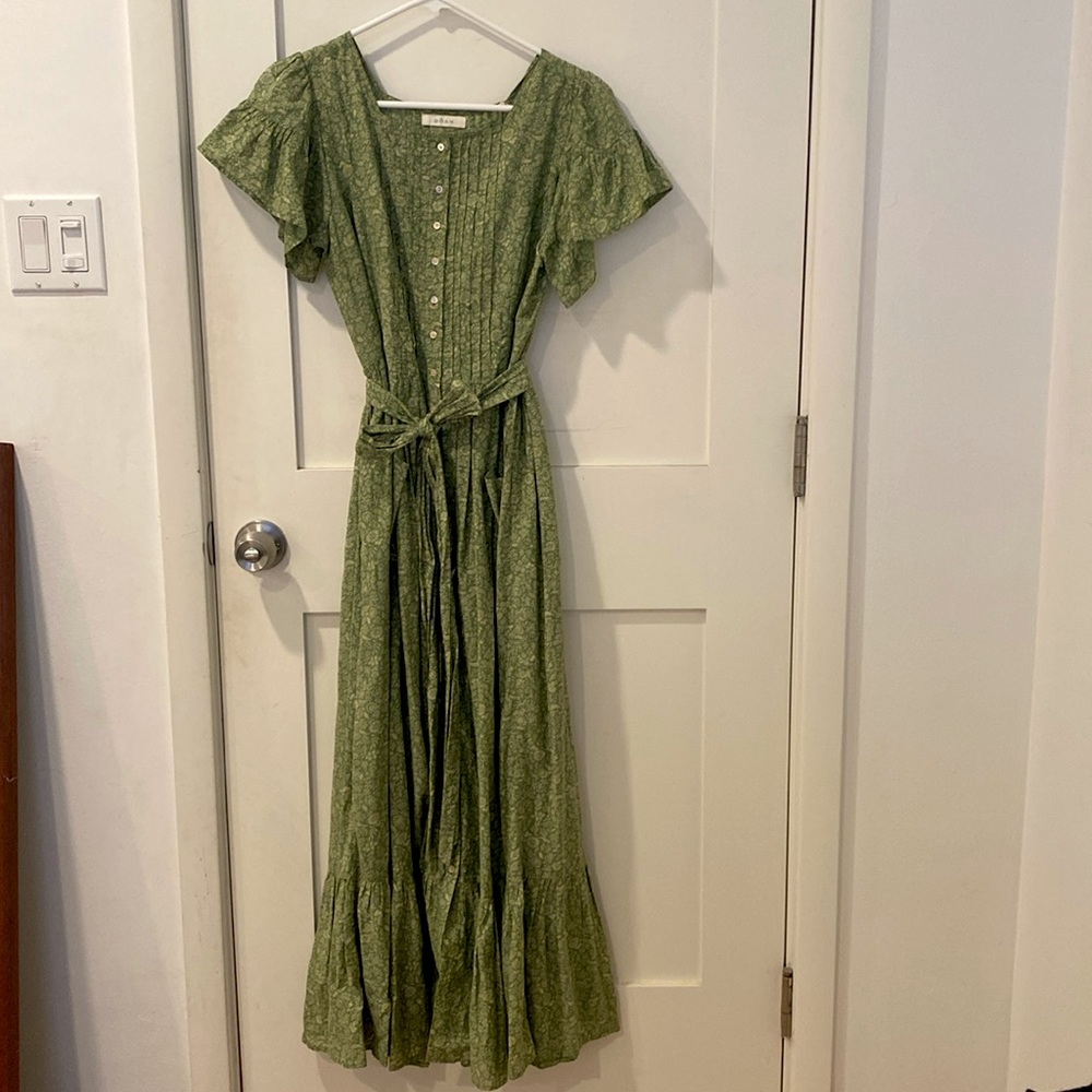 Sage Green Cotton Doen Dress